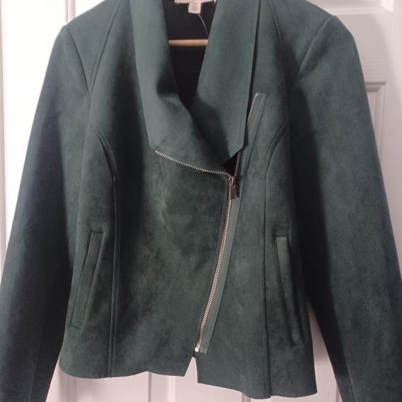 Philosophy Republic Clothing Faux Suede Zip Side Motto Tailored Jacket Sz SP - Picture 3 of 7